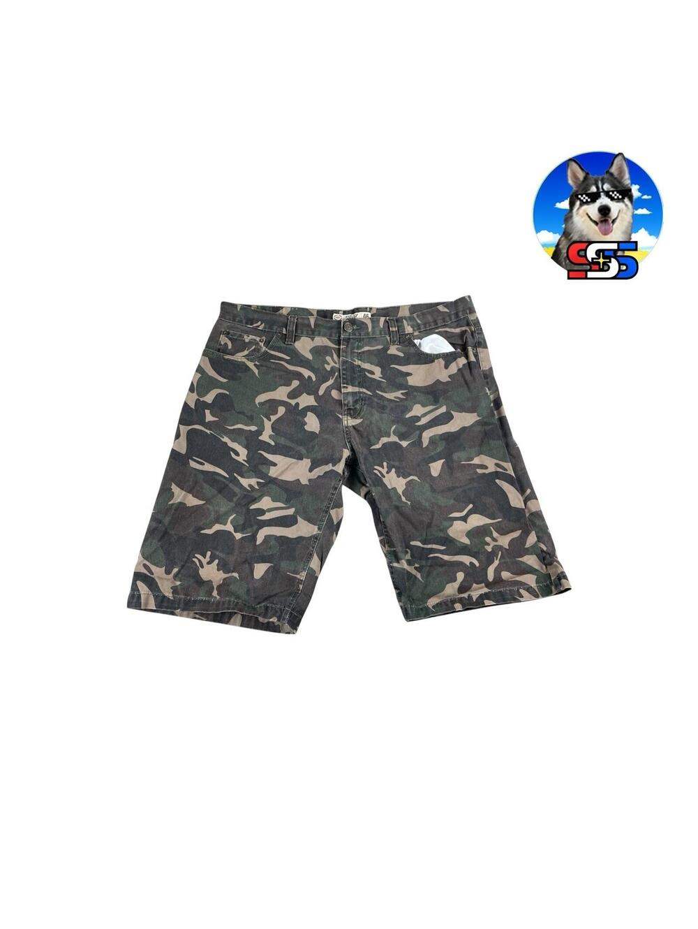 VTG Noiz Premium Jeans Camo Cargo Shorts Baggy Grunge Skater Y2K Men’s 46 ( 40 )